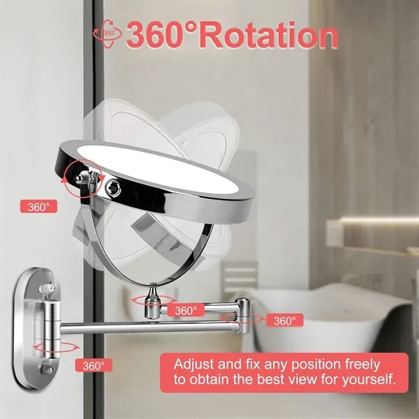 7 Inch Wall Mounted Double Sided Lighted Mirror - 7 Inch Wall Mounted Double Sided Lighted Mirror - Image 3 of 5