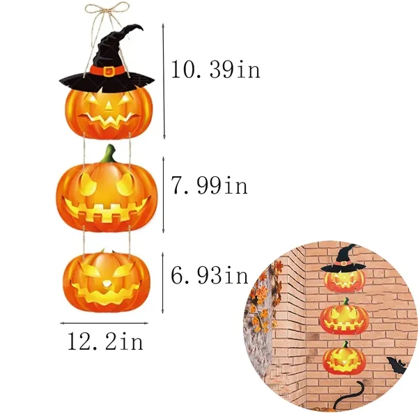 Halloween Wooden Decoration Hanging Pumpkin Bat - Halloween Wooden Decoration Hanging Pumpkin Bat - Image 1 of 1