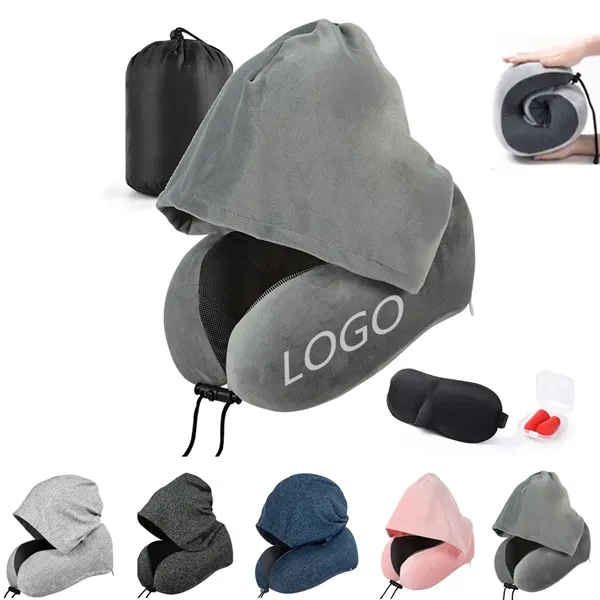 Hoodie Travel Pillow with Soft Memory Foam - Hoodie Travel Pillow with Soft Memory Foam - Image 0 of 4