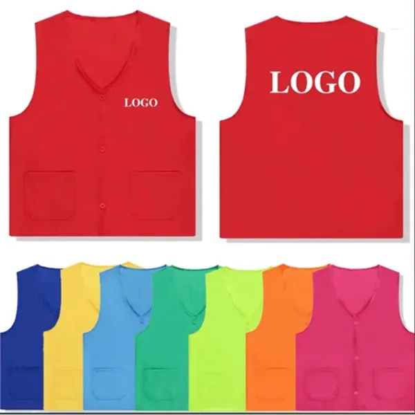 Unisex Volunteer Polyester Waistcoat Workwear 2-Pocket Vest - Unisex Volunteer Polyester Waistcoat Workwear 2-Pocket Vest - Image 0 of 4