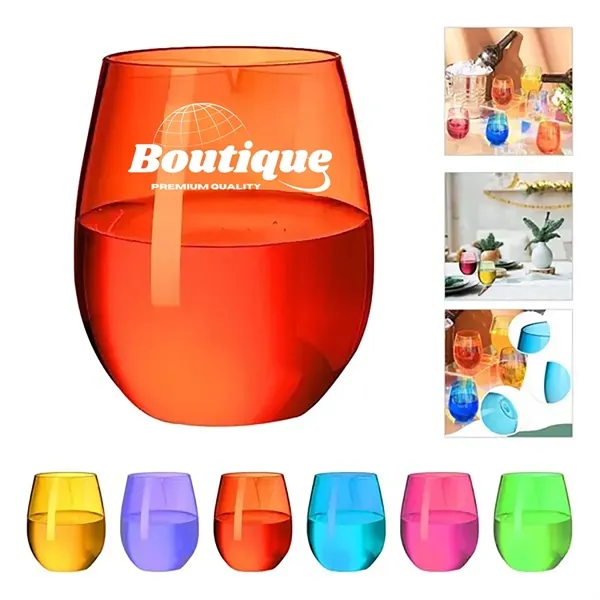16Oz Reusable Plastic Cups translucent Stemless Wine Tumbler - 16Oz Reusable Plastic Cups translucent Stemless Wine Tumbler - Image 0 of 4