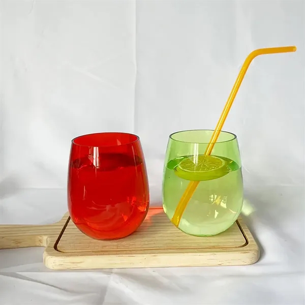 16Oz Reusable Plastic Cups translucent Stemless Wine Tumbler - 16Oz Reusable Plastic Cups translucent Stemless Wine Tumbler - Image 2 of 4