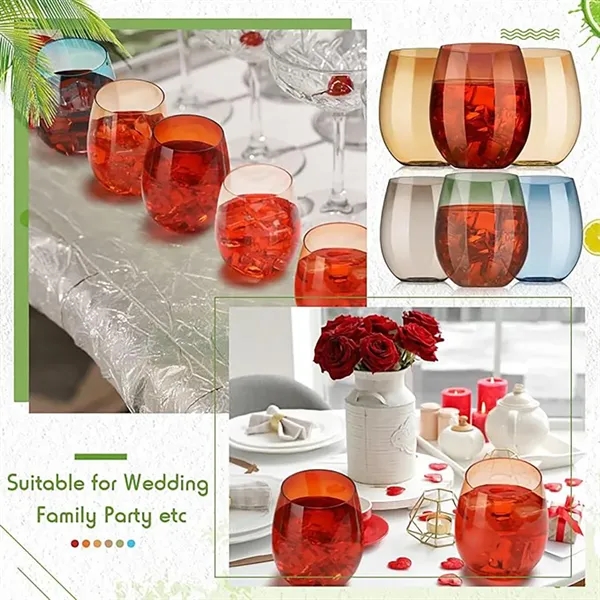 16Oz Reusable Plastic Cups translucent Stemless Wine Tumbler - 16Oz Reusable Plastic Cups translucent Stemless Wine Tumbler - Image 3 of 4