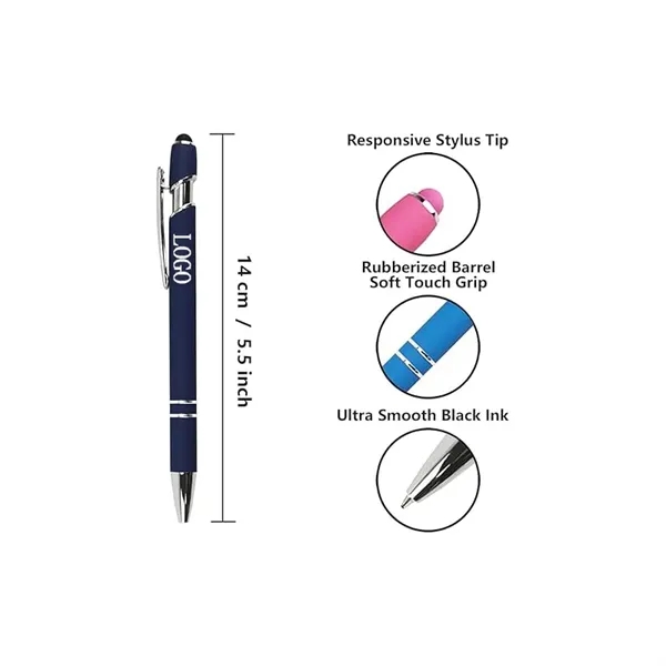 Custom Metal Double Ring Click Action Stylus Ballpiont Pen - Custom Metal Double Ring Click Action Stylus Ballpiont Pen - Image 3 of 3