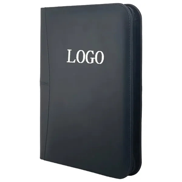 A4 Pu Leather Zippered Padfolio Portfolio Pad Folio - A4 Pu Leather Zippered Padfolio Portfolio Pad Folio - Image 0 of 3