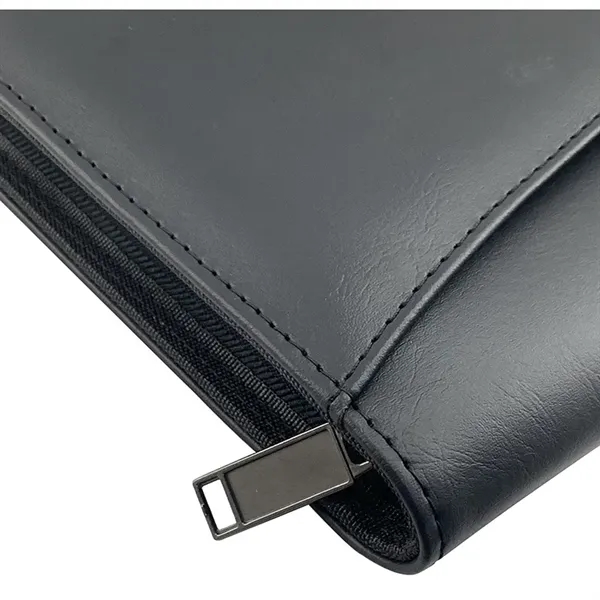 A4 Pu Leather Zippered Padfolio Portfolio Pad Folio - A4 Pu Leather Zippered Padfolio Portfolio Pad Folio - Image 1 of 3