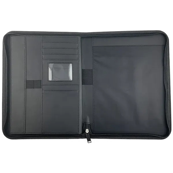 A4 Pu Leather Zippered Padfolio Portfolio Pad Folio - A4 Pu Leather Zippered Padfolio Portfolio Pad Folio - Image 2 of 3