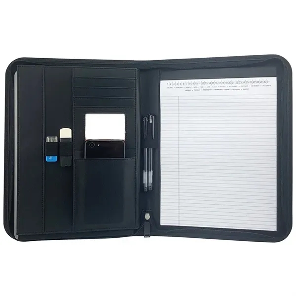 A4 Pu Leather Zippered Padfolio Portfolio Pad Folio - A4 Pu Leather Zippered Padfolio Portfolio Pad Folio - Image 3 of 3