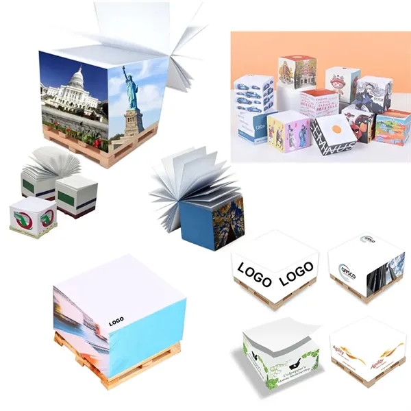 Custom Memo Sticky Notes Cube w/Wood Pallet - Custom Memo Sticky Notes Cube w/Wood Pallet - Image 1 of 2