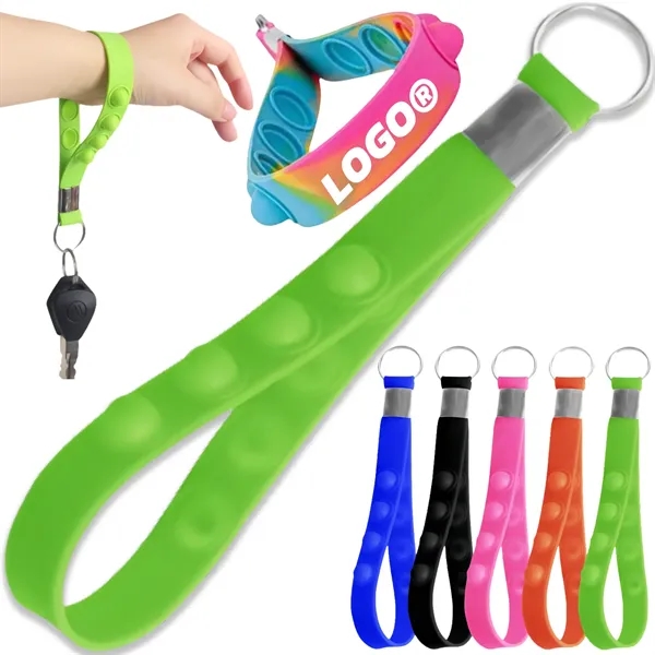 Push Pop Stress Reliever Keychain Silicone Wrist Strap - Push Pop Stress Reliever Keychain Silicone Wrist Strap - Image 0 of 10