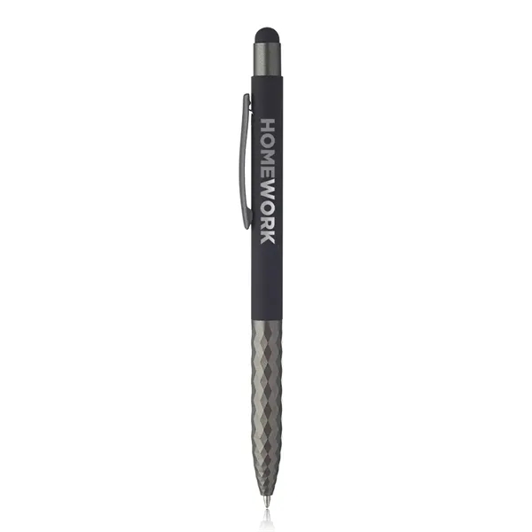 Geometric Aluminum Ball Point Pen with Stylus - Geometric Aluminum Ball Point Pen with Stylus - Image 1 of 9