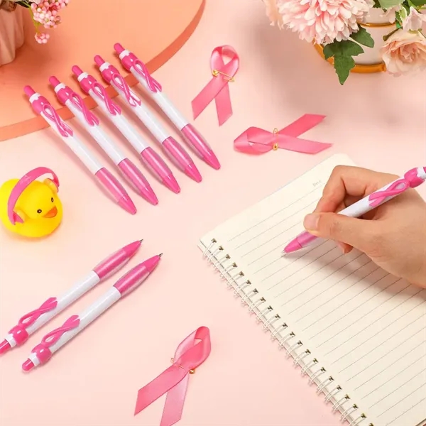 Breast Cancer Awareness Ribbon Ballpoint Pen & Badge Set - Breast Cancer Awareness Ribbon Ballpoint Pen & Badge Set - Image 3 of 3