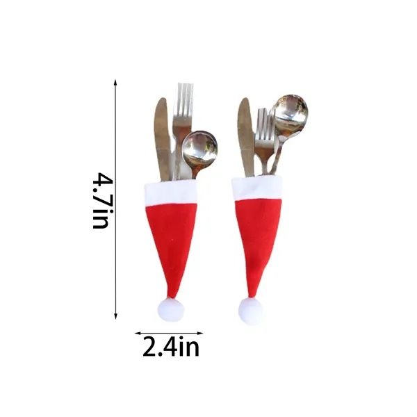 Christmas Santa Hats Pouches Cutlery Set Holders - Christmas Santa Hats Pouches Cutlery Set Holders - Image 1 of 5