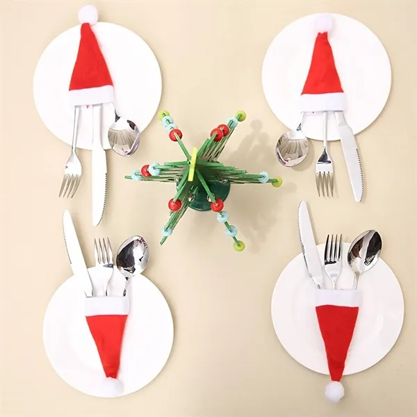 Christmas Santa Hats Pouches Cutlery Set Holders - Christmas Santa Hats Pouches Cutlery Set Holders - Image 3 of 5
