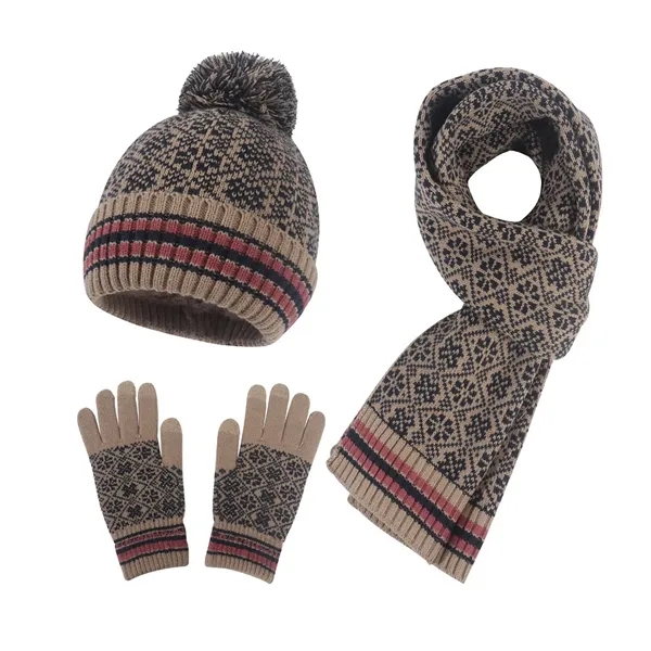 Winter Warmth Trio Set Beanie, Gloves, and Scarf Hats - Winter Warmth Trio Set Beanie, Gloves, and Scarf Hats - Image 4 of 5