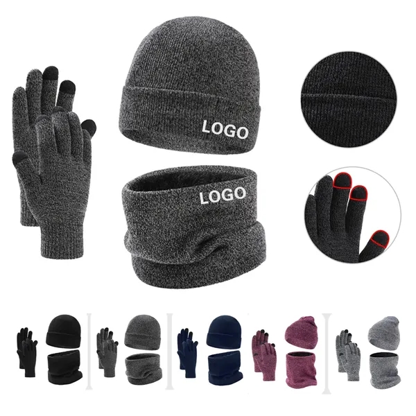 Winter Beanie Hat Scarf Gloves Set - Winter Beanie Hat Scarf Gloves Set - Image 0 of 3