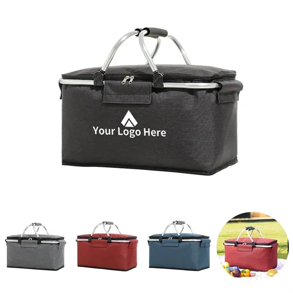 Portable Collapsible Insulated Picnic Basket With Handles - Portable Collapsible Insulated Picnic Basket With Handles - Image 0 of 3