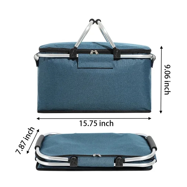 Portable Collapsible Insulated Picnic Basket With Handles - Portable Collapsible Insulated Picnic Basket With Handles - Image 1 of 3