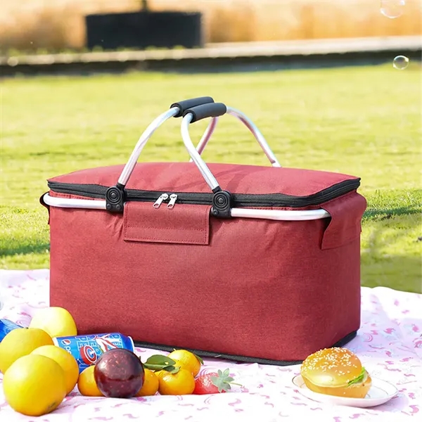 Portable Collapsible Insulated Picnic Basket With Handles - Portable Collapsible Insulated Picnic Basket With Handles - Image 3 of 3