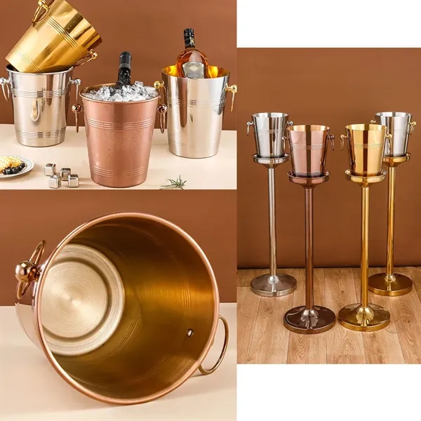 Custom Stainless Steel Ice Bucket With Classic Handles - Custom Stainless Steel Ice Bucket With Classic Handles - Image 0 of 1