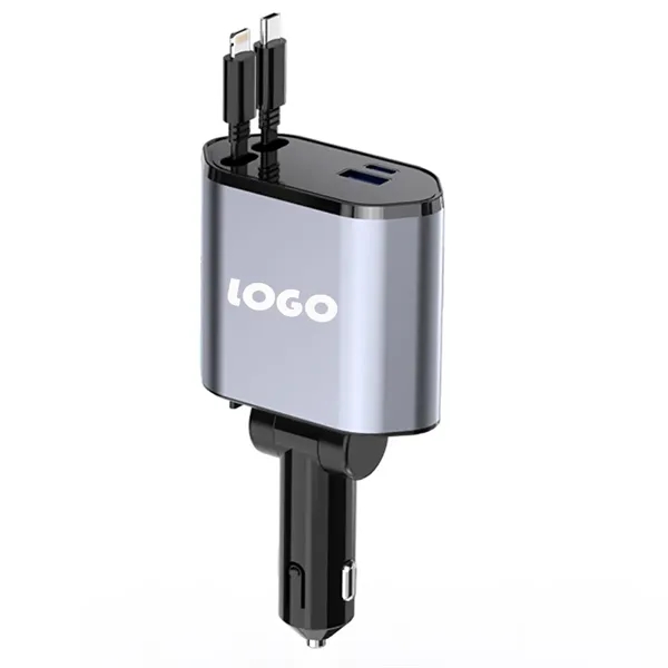 4 In 1 Retractable Fast Car Phone Charger - 4 In 1 Retractable Fast Car Phone Charger - Image 0 of 2