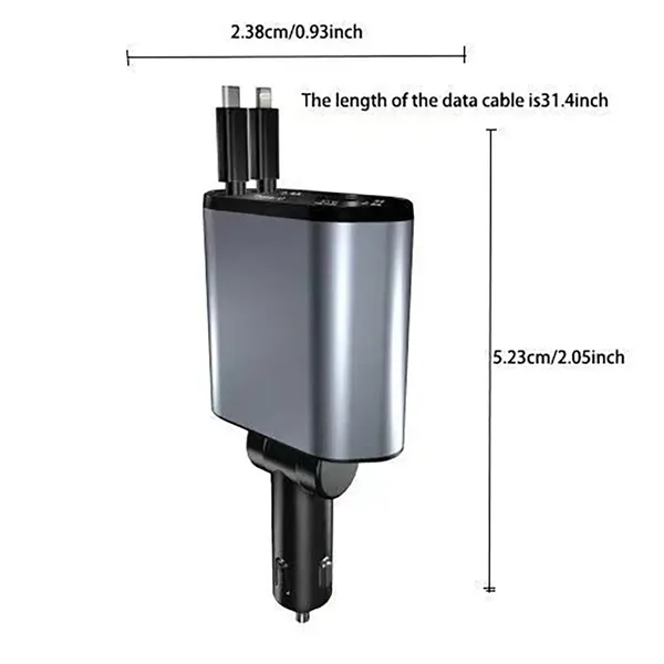 4 In 1 Retractable Fast Car Phone Charger - 4 In 1 Retractable Fast Car Phone Charger - Image 1 of 2