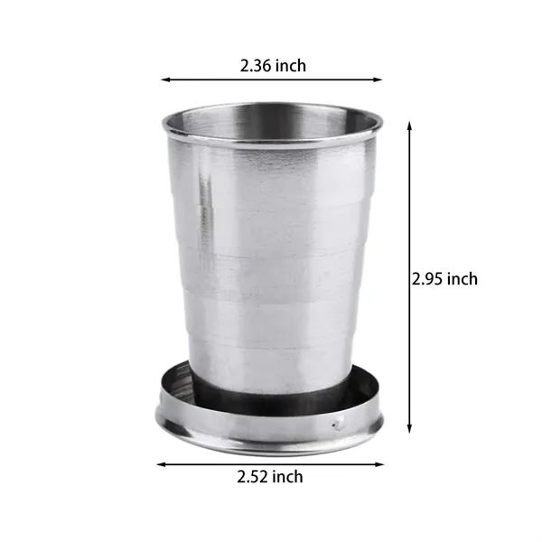 Stainless Steel Folding Portable Camping Mug with Keychain - Stainless Steel Folding Portable Camping Mug with Keychain - Image 1 of 4