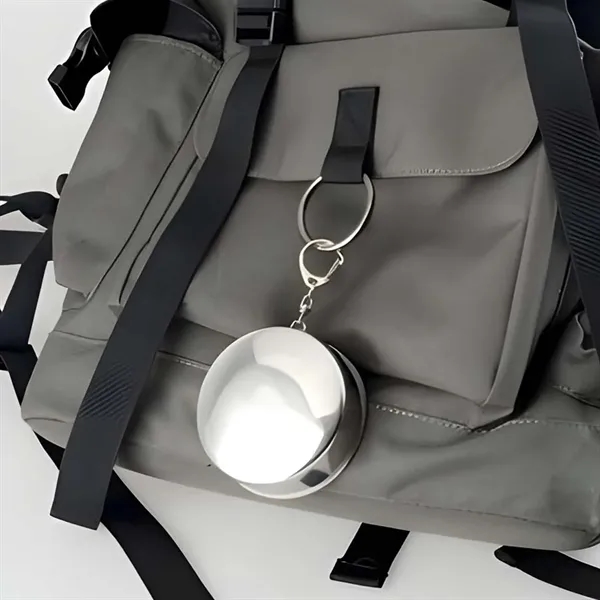 Stainless Steel Folding Portable Camping Mug with Keychain - Stainless Steel Folding Portable Camping Mug with Keychain - Image 2 of 4