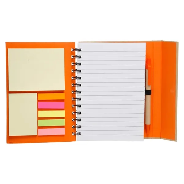 5.25" x 7" in. Eco flip top notebook with sticky notes - 5.25" x 7" in. Eco flip top notebook with sticky notes - Image 1 of 5