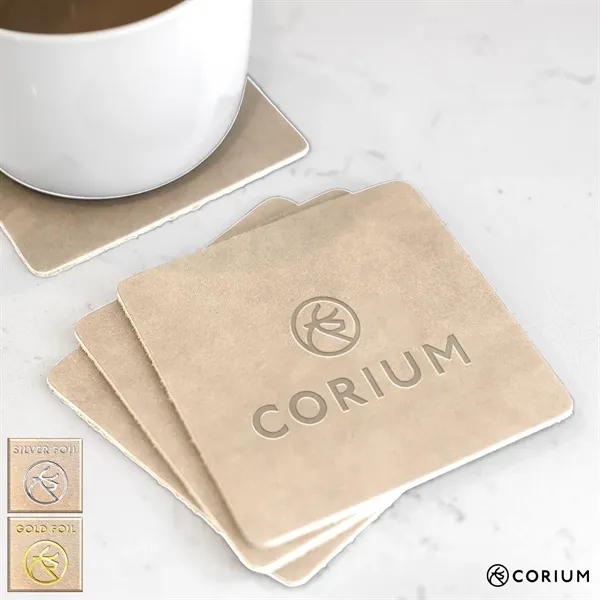 Square Coaster Set of 4. Leather. Monogram or Logo - Square Coaster Set of 4. Leather. Monogram or Logo - Image 3 of 7