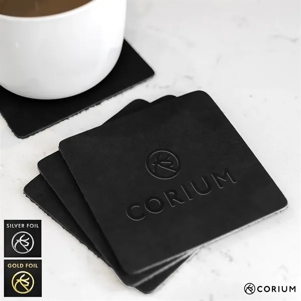 Square Coaster Set of 4. Leather. Monogram or Logo - Square Coaster Set of 4. Leather. Monogram or Logo - Image 4 of 7