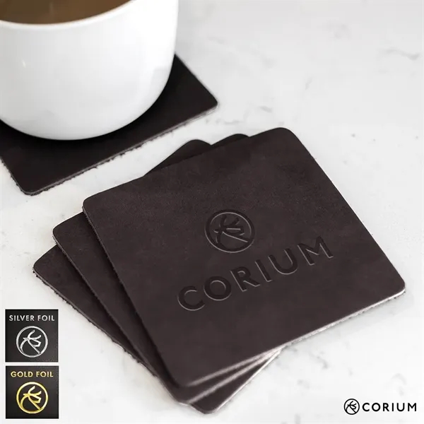 Square Coaster Set of 4. Leather. Monogram or Logo - Square Coaster Set of 4. Leather. Monogram or Logo - Image 5 of 7