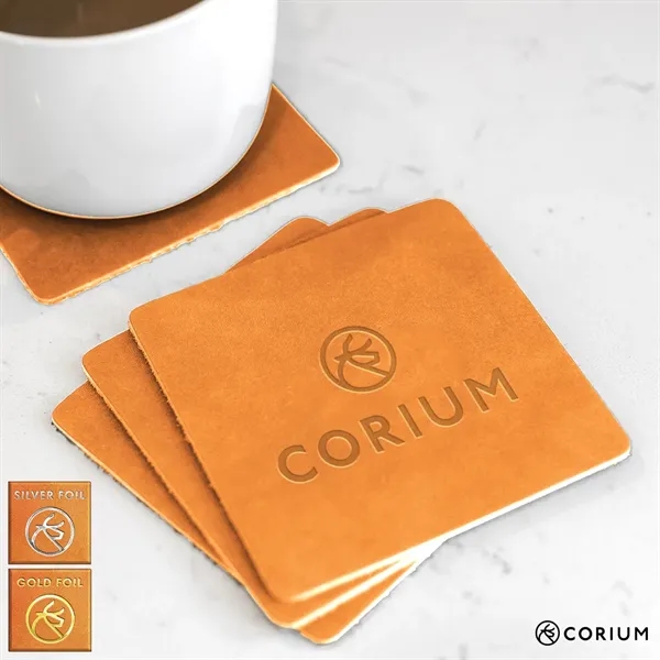 Square Coaster Set of 4. Leather. Monogram or Logo - Square Coaster Set of 4. Leather. Monogram or Logo - Image 6 of 7