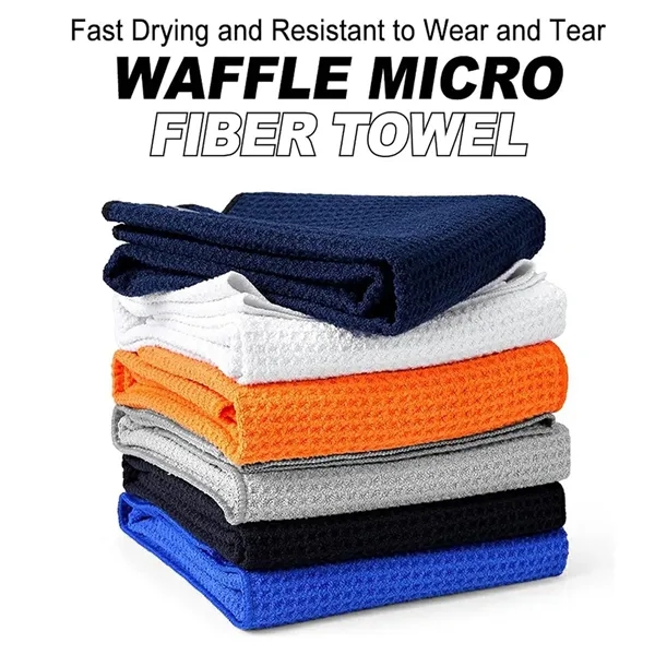 Custom Microfiber Waffle Pattern Magnetic Golf Towel - Custom Microfiber Waffle Pattern Magnetic Golf Towel - Image 2 of 3