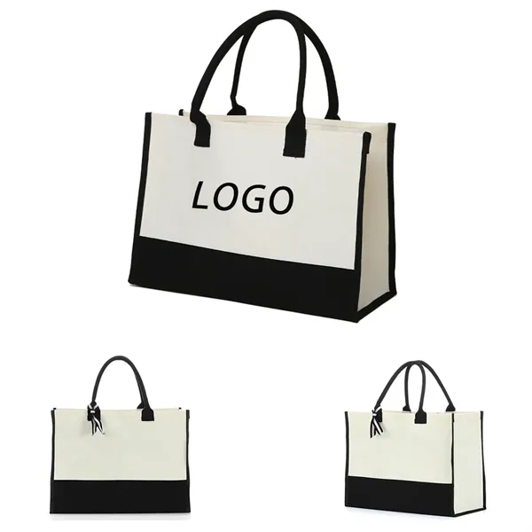 Custom Large Jute Canvas Shopping Tote Bag