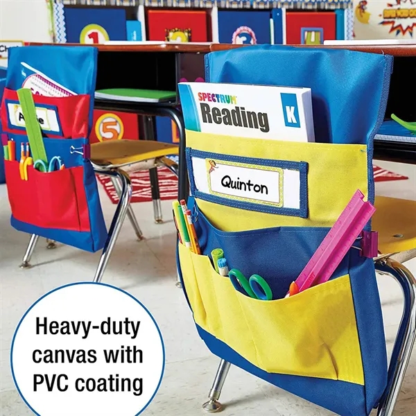 Classroom Organizer Label Slot Multiple Chair Back Pockets - Classroom Organizer Label Slot Multiple Chair Back Pockets - Image 2 of 2
