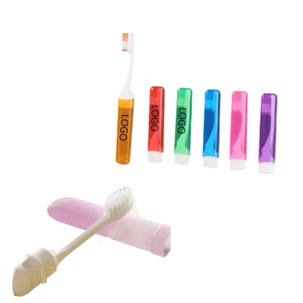 5" Custom Plastic Portable Folding Travel Toothbrush - 5" Custom Plastic Portable Folding Travel Toothbrush - Image 0 of 3