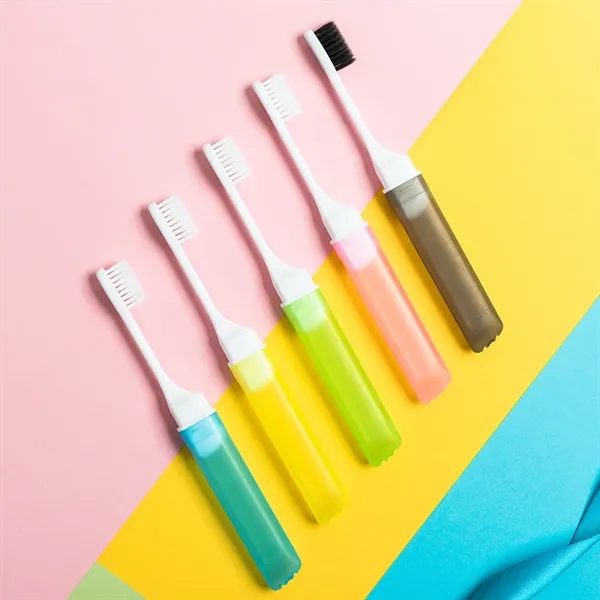5" Custom Plastic Portable Folding Travel Toothbrush - 5" Custom Plastic Portable Folding Travel Toothbrush - Image 2 of 3