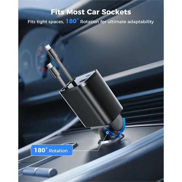 69WRetractable Car Charger, 4 in 1 Fast Charging - 69WRetractable Car Charger, 4 in 1 Fast Charging - Image 3 of 4
