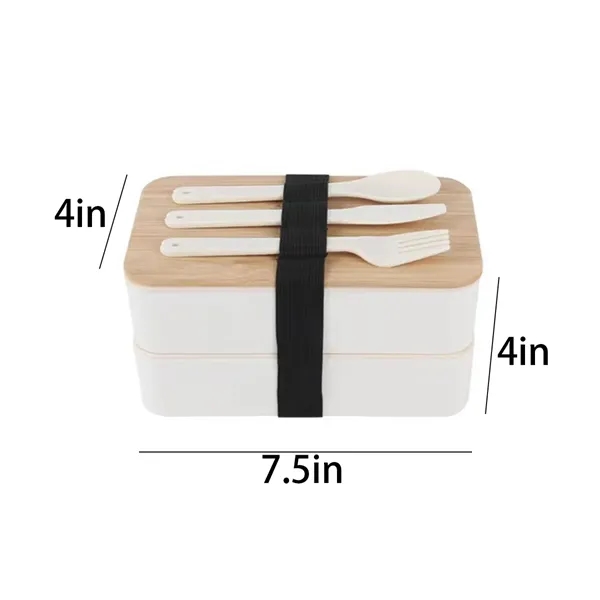 Eco bamboo lid microwave oven double-layer sealed lunch box - Eco bamboo lid microwave oven double-layer sealed lunch box - Image 1 of 2