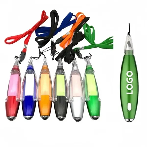 4-in-1 ABS LED Flashlight Sticky Note Lanyard Ballpoint Pen - 4-in-1 ABS LED Flashlight Sticky Note Lanyard Ballpoint Pen - Image 2 of 5