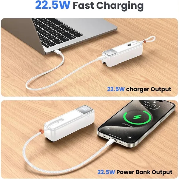 5000mAh 22.5W Portable Charger Power Bank with Wall Plug - 5000mAh 22.5W Portable Charger Power Bank with Wall Plug - Image 1 of 5