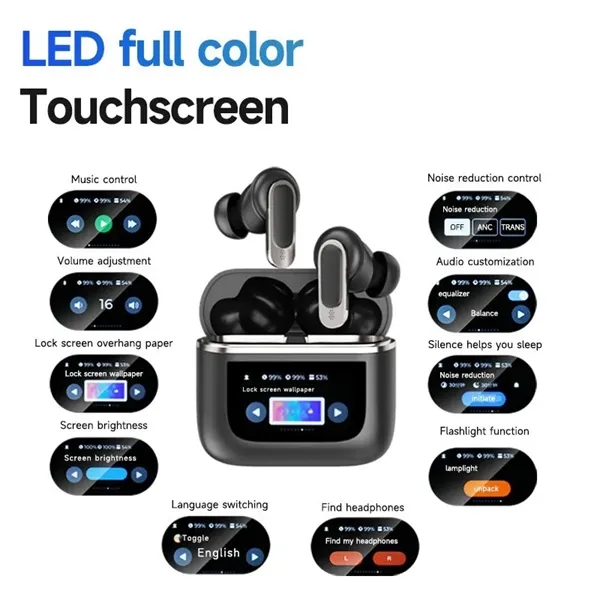 Smart LCD Touch Color Screen Earbuds - Smart LCD Touch Color Screen Earbuds - Image 1 of 3