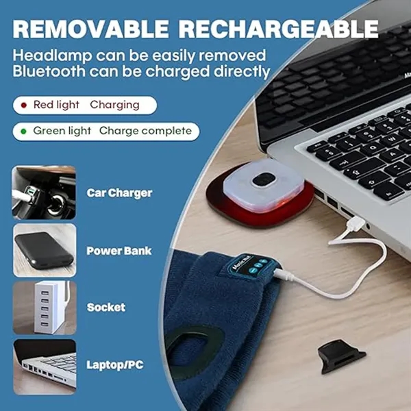 Wireless Music LED Light Beanie Hat with Bluetooth Speaker - Wireless Music LED Light Beanie Hat with Bluetooth Speaker - Image 3 of 8