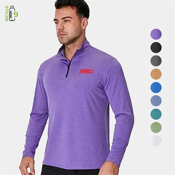 REPREVE® Men's Quarter Zipper rPET Performance Long Sleeve - REPREVE® Men's Quarter Zipper rPET Performance Long Sleeve - Image 0 of 14