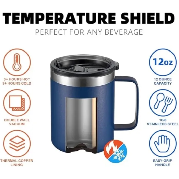 12oz Stainless Steel Insulated Coffee Mug with Handle - 12oz Stainless Steel Insulated Coffee Mug with Handle - Image 5 of 5