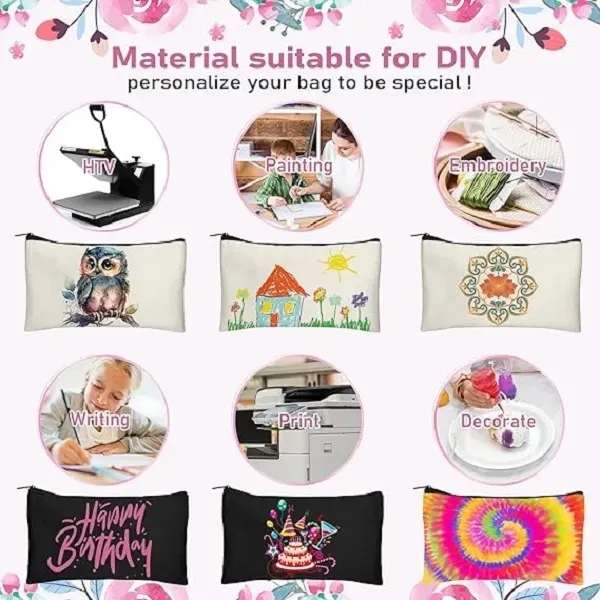 Canvas Zipper Bags 8.3  5 Inch - Canvas Zipper Bags 8.3  5 Inch - Image 3 of 5