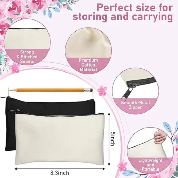 Canvas Zipper Bags 8.3  5 Inch - Canvas Zipper Bags 8.3  5 Inch - Image 5 of 5