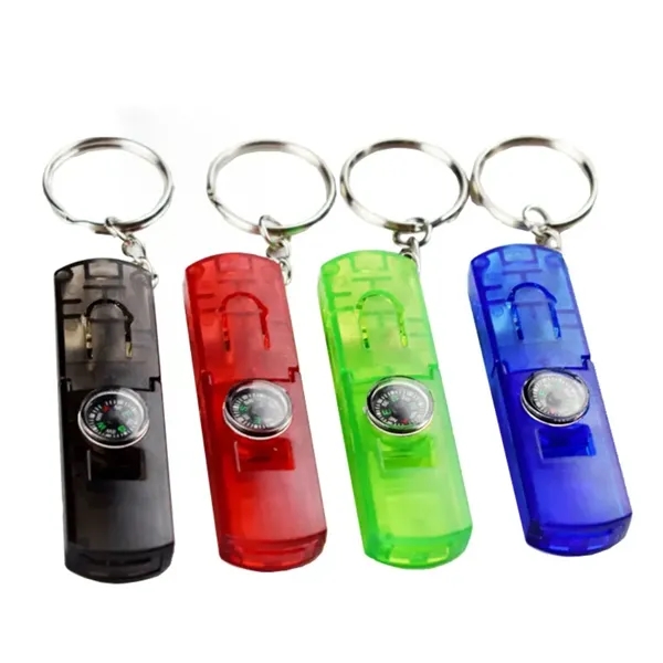 Plastic keychain flashlight with whistle and compass - Plastic keychain flashlight with whistle and compass - Image 2 of 2