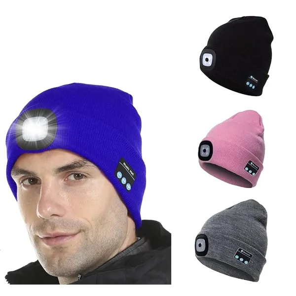 Bluetooth Headphone Knit Beanie with LED Flashlight - Bluetooth Headphone Knit Beanie with LED Flashlight - Image 0 of 0